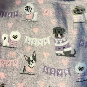 NWT PURPLE FRENCHIE & PUG & POMERANIAN & BICHON FRISE & LABRADOR 60" X 70" THROW